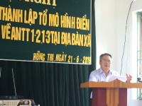 Đồng chí Quan Hồng Cường, Chủ tịch Hội CCB huyện Bảo Lạc phát biểu  tại Hội nghị thành lập Tổ tự quản về ANTT 1+2; 1+3 tại xã Hồng Trị