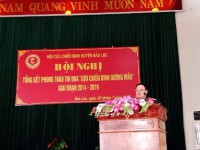 Đồng chí Đại tá Nguyễn Trung Bộ, Phó Chủ tịch Hội CCB tỉnh phát biểu tại hội nghị