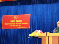 Đồng chí Nguyễn Trung Bộ - Phó Chủ tịch Hội Cựu chiến binh tỉnh Cao Bằng phát biểu tại hội nghị